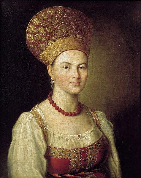 unknow artist Portrait of an Unknown Woman in Russian Costume oil painting image